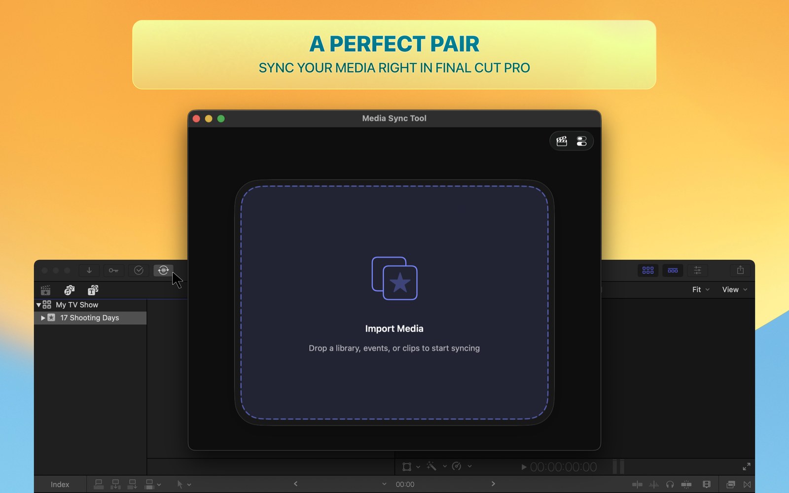 Media Sync Tool running right inside Final Cut Pro.